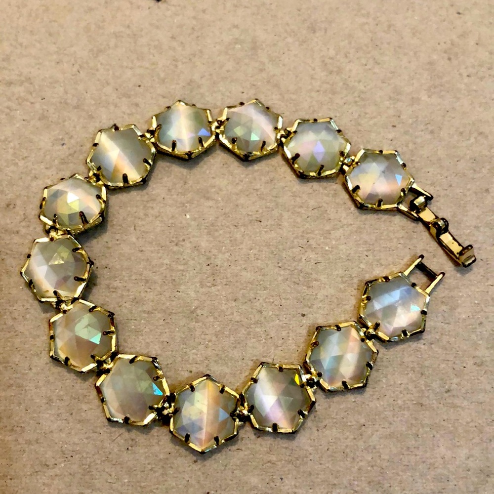 Kendra Scott gold link silver iridescent bracelet